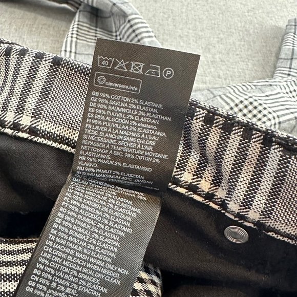 H&M Plaid Pants Skinny Fit size 30 Black White Pockets Work Business School Wear - Picture 12 of 16
